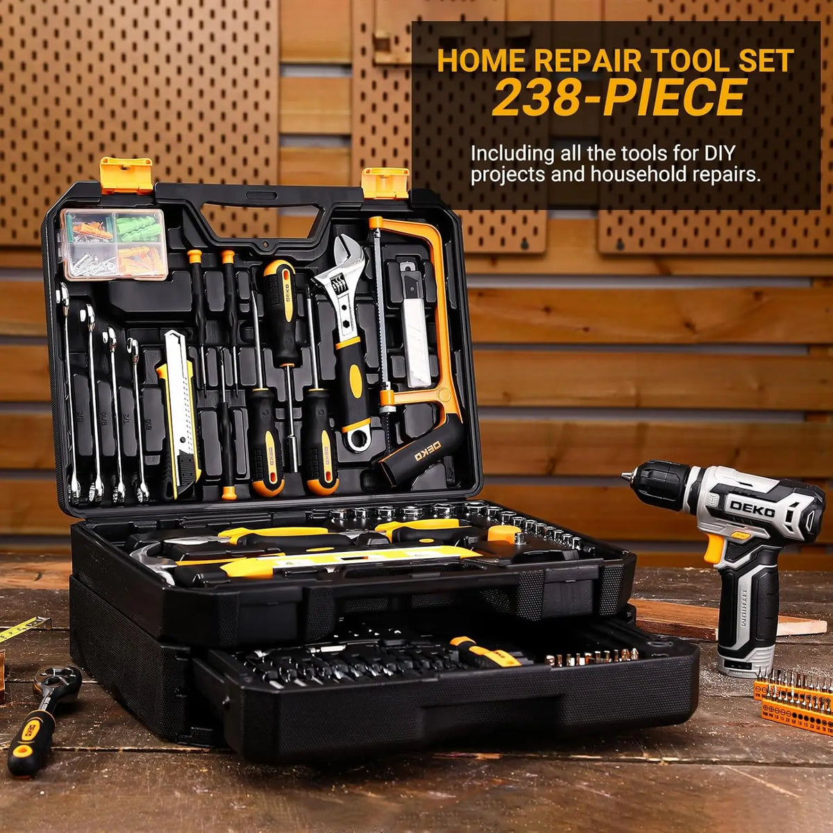 DEKO Cordless Drill And Screwdriver Storage Toolbox Kit