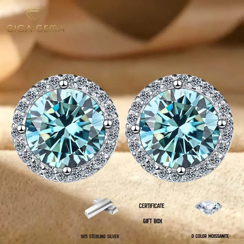 Moissanite Sterling Silver Stud Earrings for Women For Women