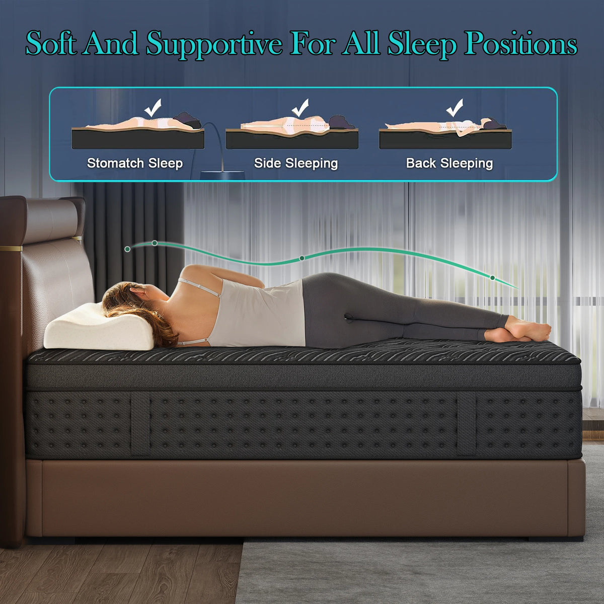 LayRoad Medium Firm Memory Foam And Pocket Spring Boxed Mattress