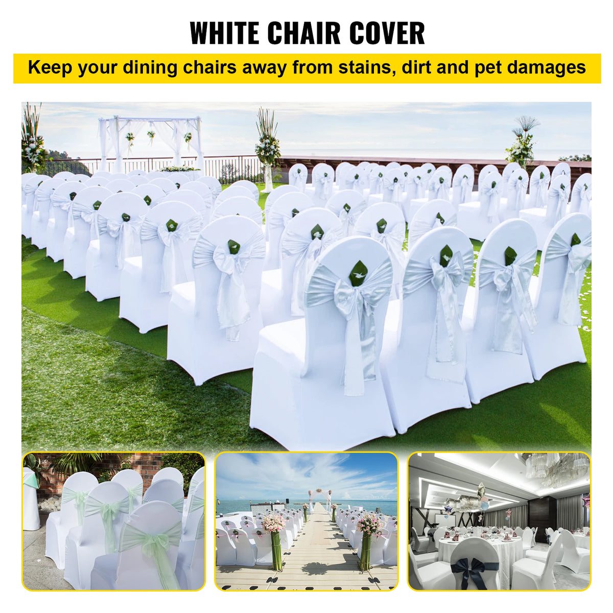 SucceBuy Stretch Spandex Chair Covers for Weddings Banquets and Restaurants