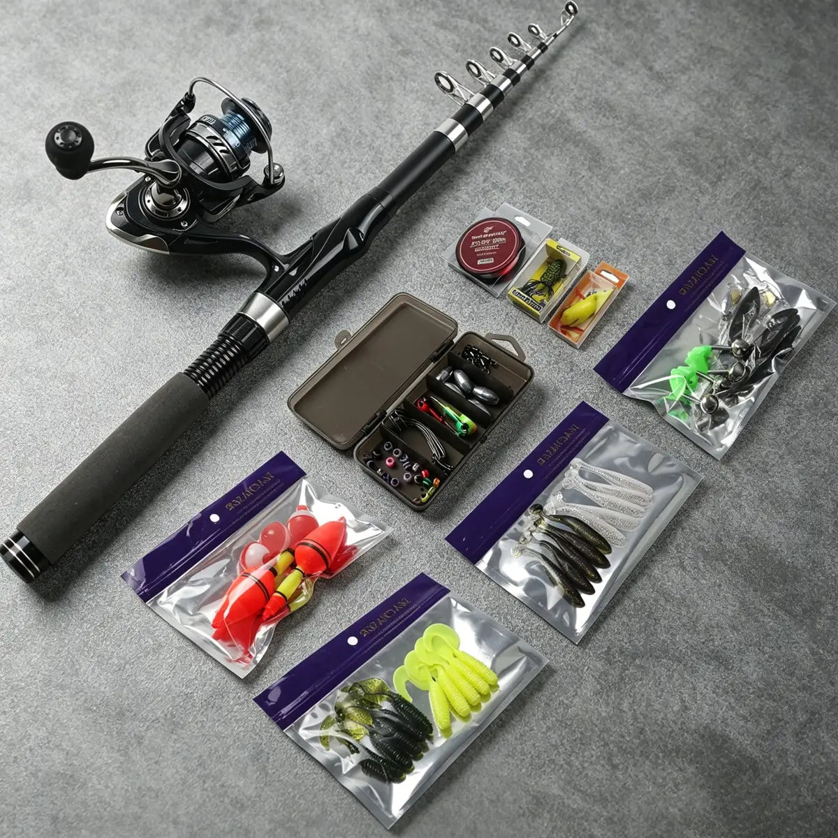 Portable Telescopic Fishing Rod Reel Combo Kit With Lures Bag