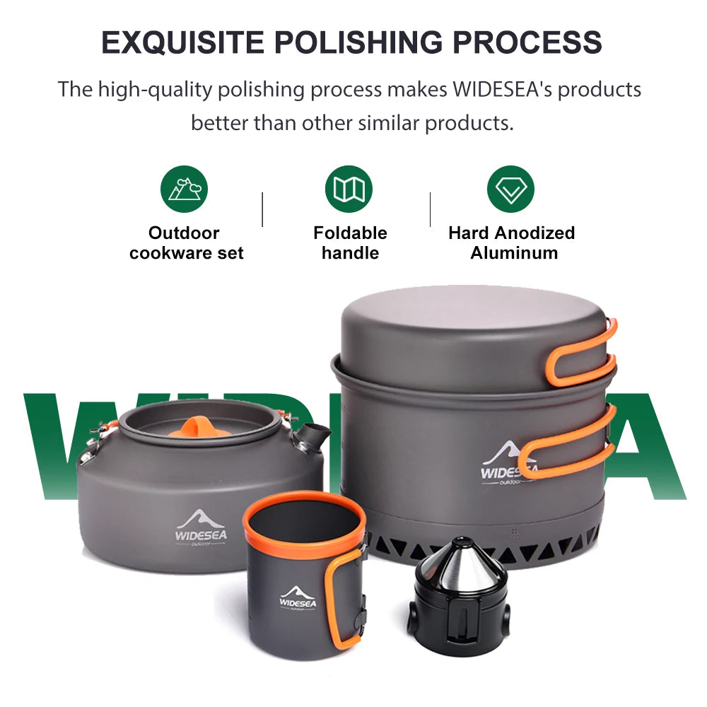 Widesea Outdoor Camping Cookware Set Kettle Pots