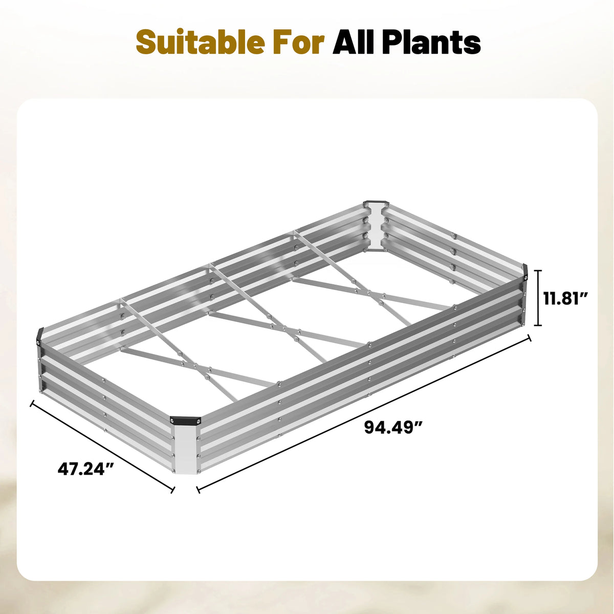 JHK Rectangular Metal Raised Garden Bed For Plants
