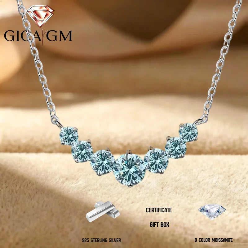 Elegant 925 Sterling Silver Moissanite Engagement Necklace