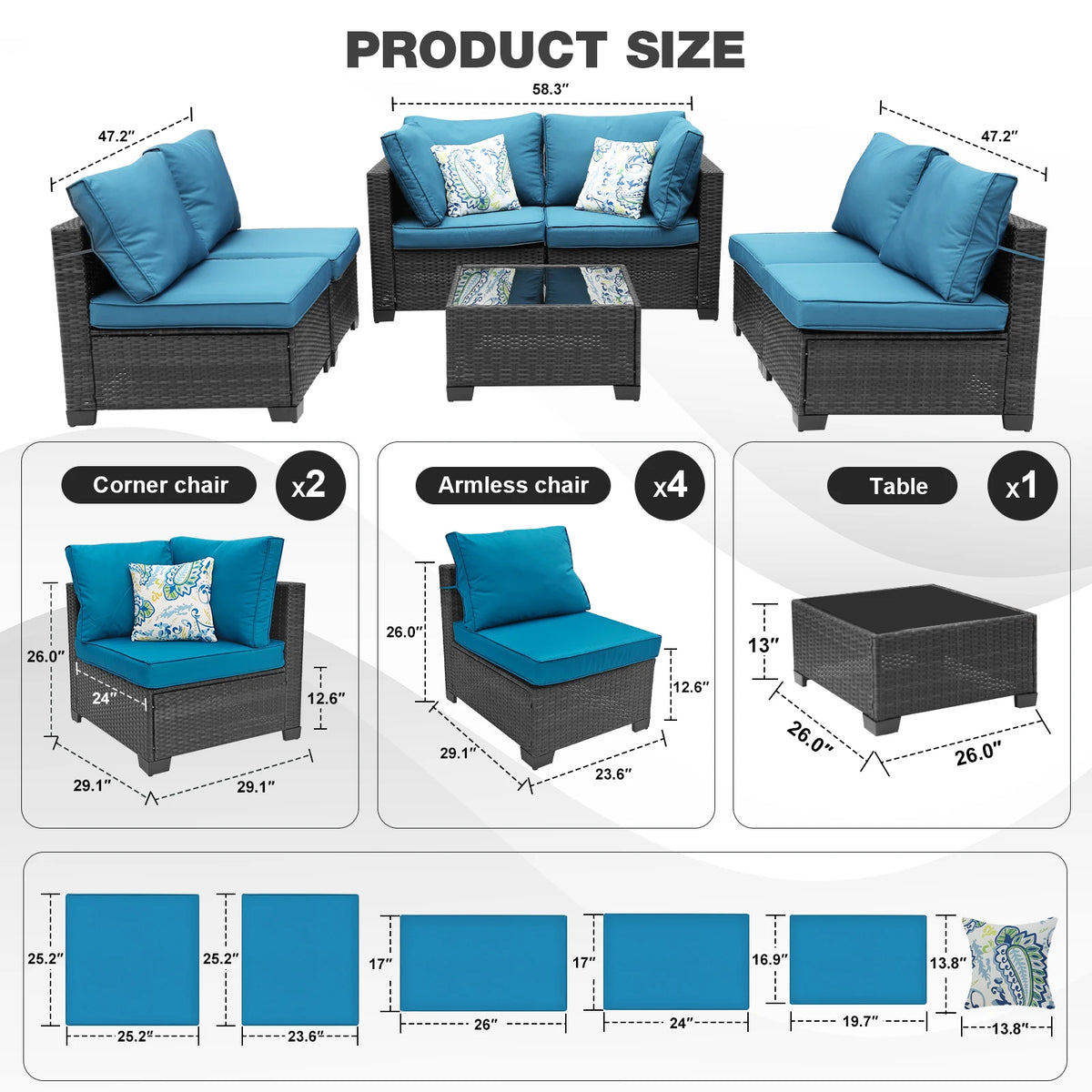 Modern Style Wicker All Weather Outdoor Patio Conversation Furniture Set