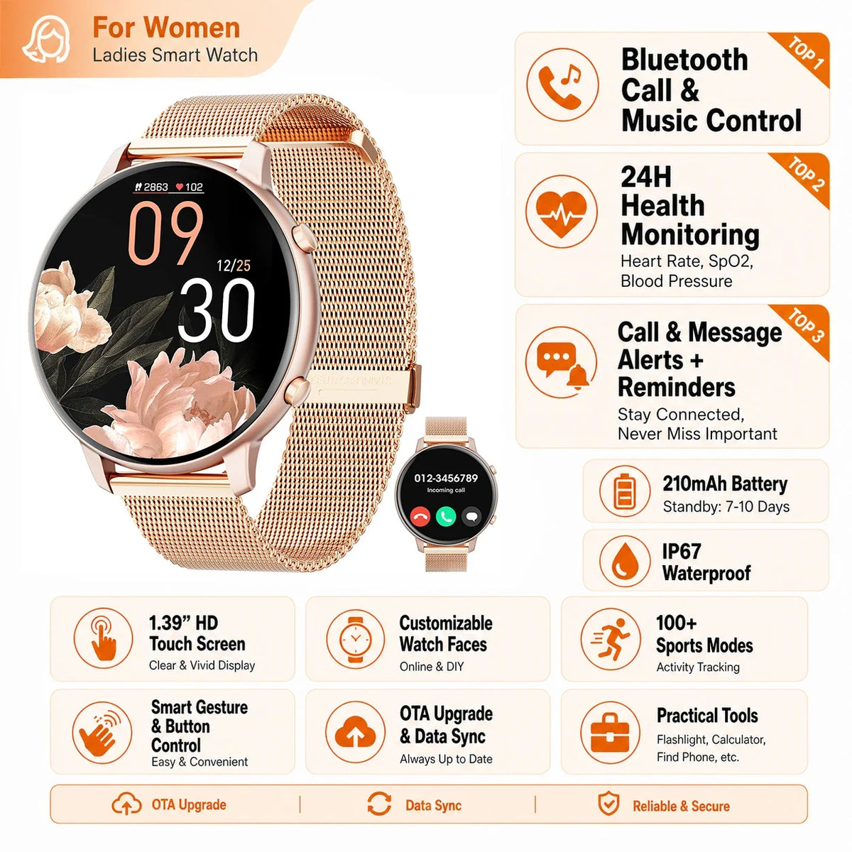 Bluetooth Calling Smartwatch With Fitness And Heart Rate SpO2 Tracking
