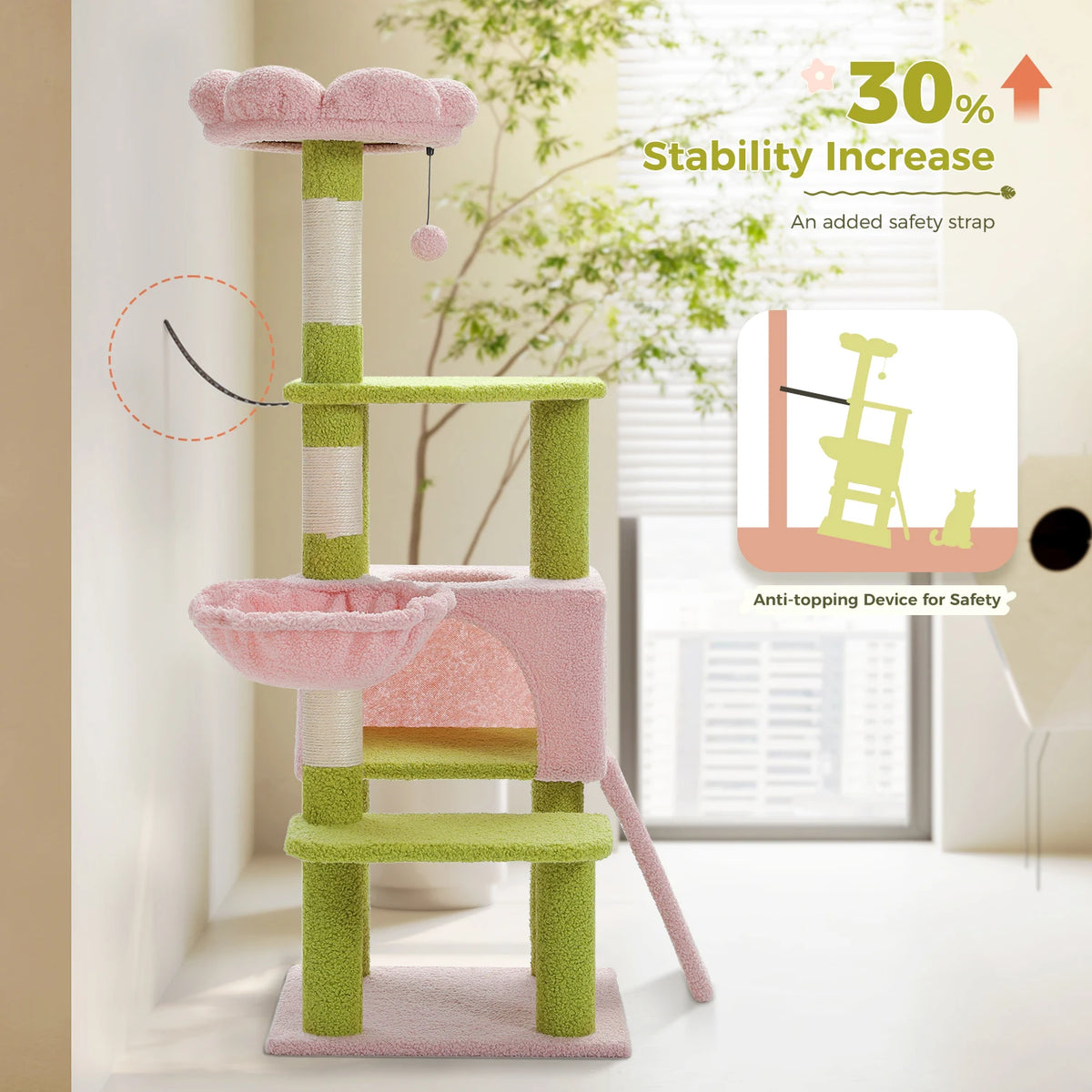 PAWZ Road Flower Cat Tree Featuring Sisal Posts And Perch