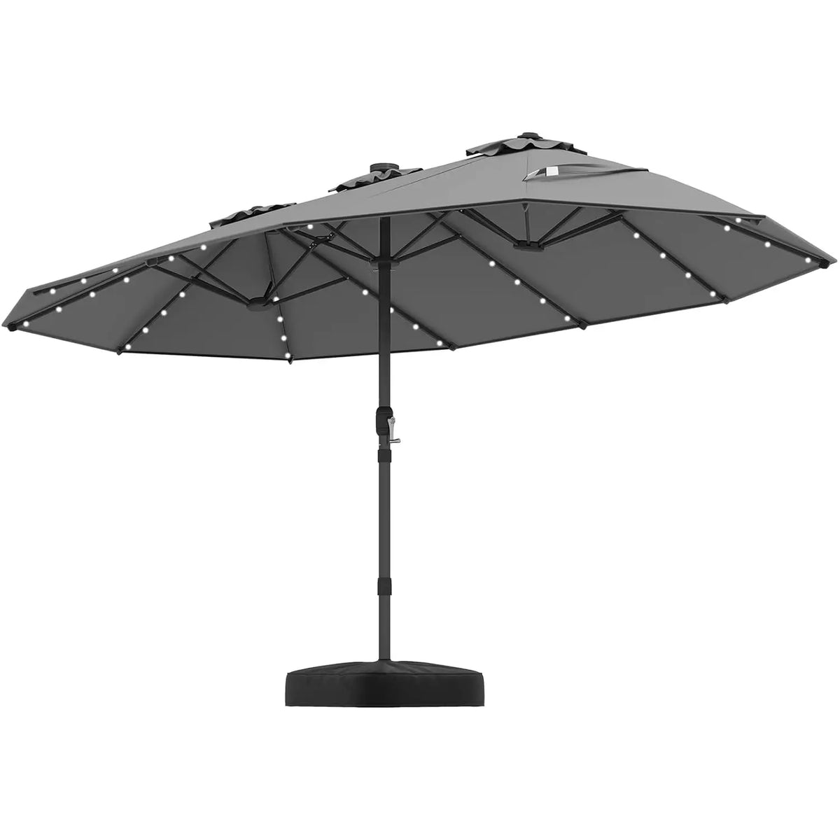 Double-Sided Solar Patio Umbrella With LED Lights And Vented Top