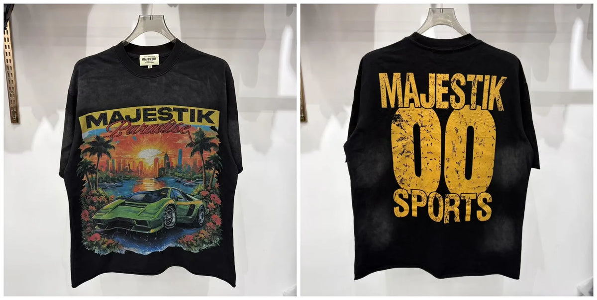 MAJESTIK Men's Cotton Rhinestone Letter Print Casual Sleeveless T Shirt