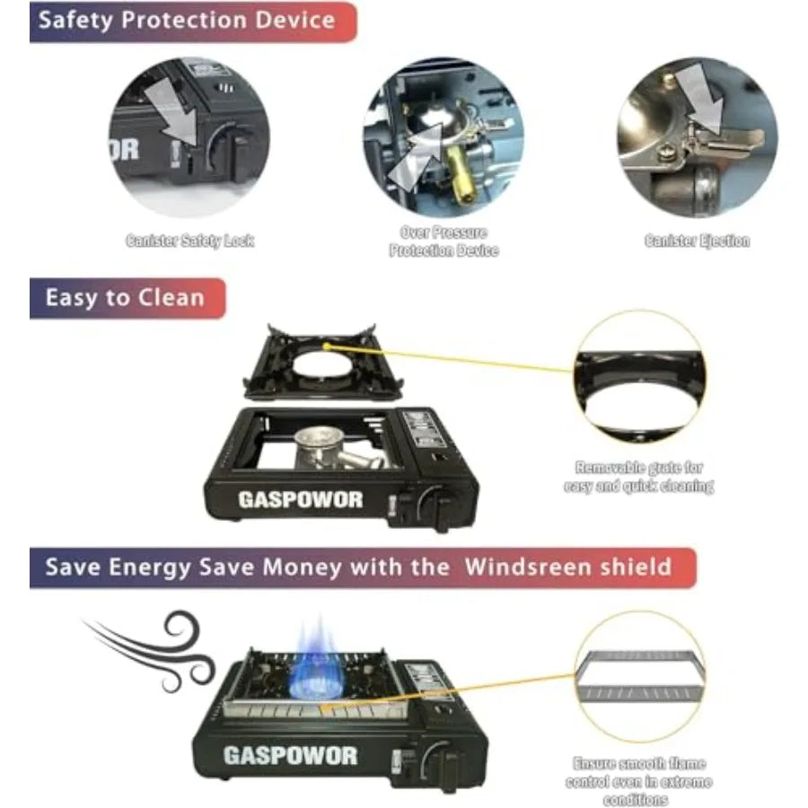 Portable Dual Fuel Propane Butane Stove With Windblocker And Automatic Ignition