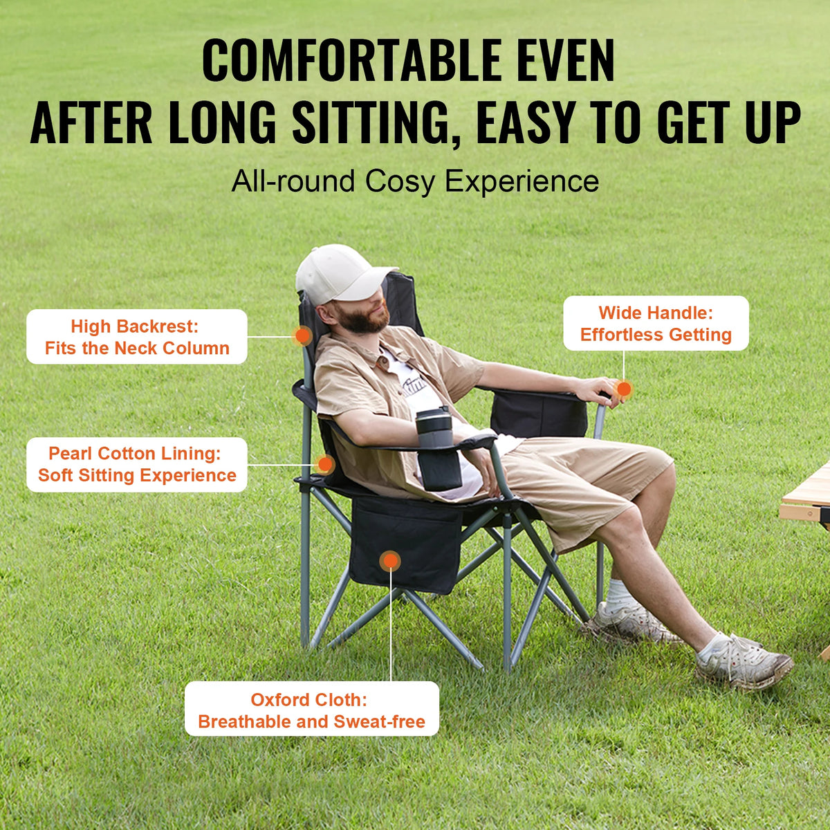 Vevor Camping Folding Chair With Lumbar Support Padded