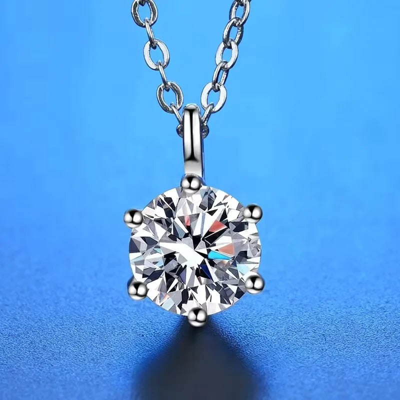Stunning Moissanite Pendant Necklace On Sterling Silver Chain For Women
