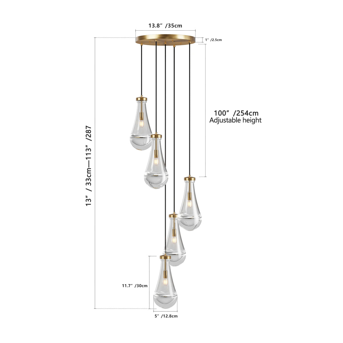 Zhikea 5 Light Cluster Pendant Chandelier For Modern Homes