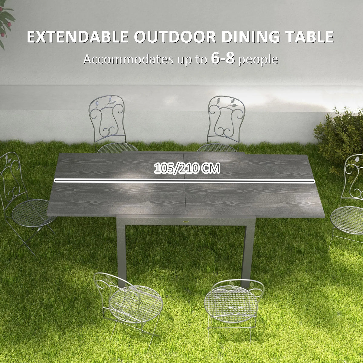 Outsunny Extendable Aluminum Outdoor Patio Dining Table