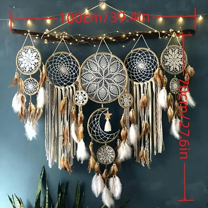 Handcrafted Moon Dream Chaser Bohemian Wall Decor