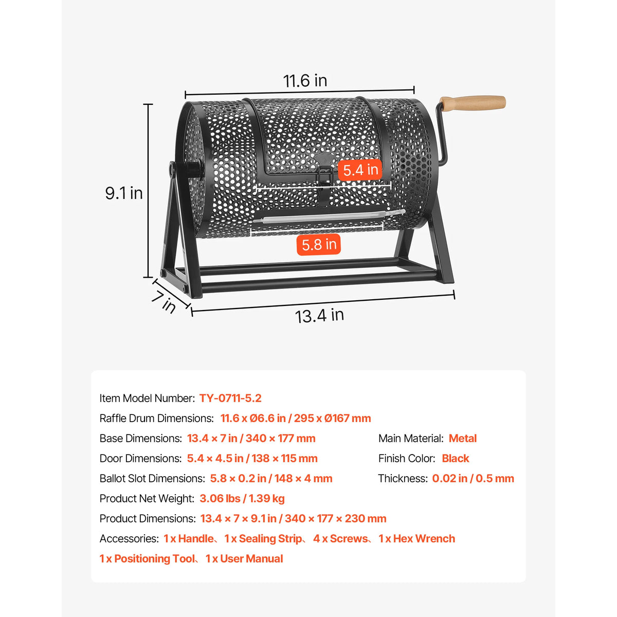 SucceBuy Raffle Ticket Spinner Drum With Handle For Events