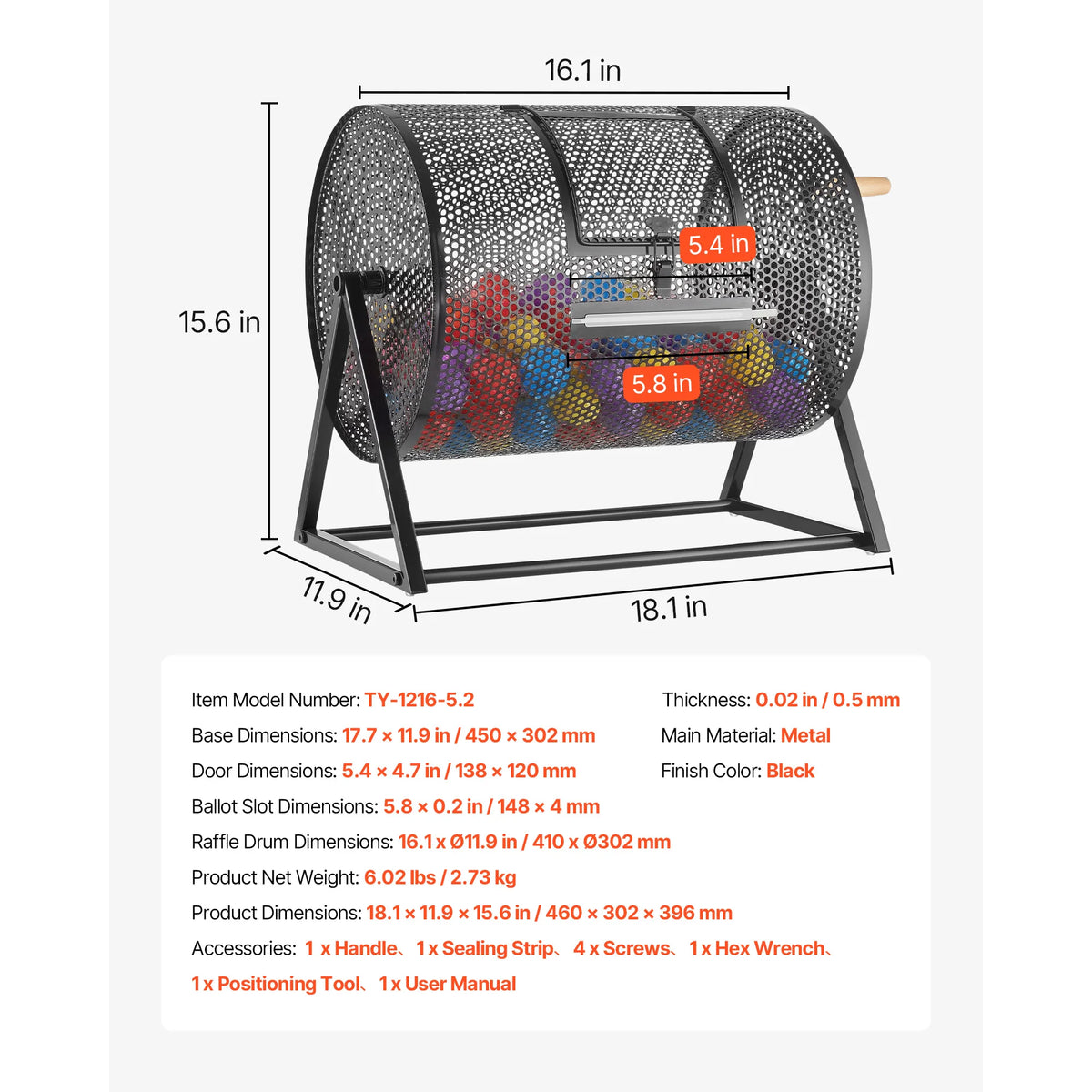 SucceBuy Raffle Ticket Spinner Drum With Handle For Events