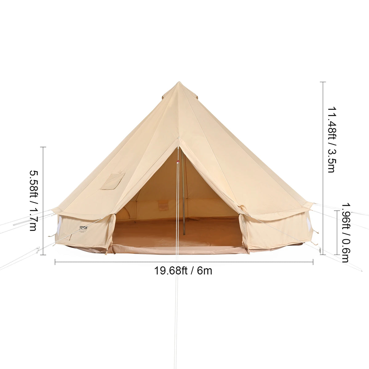 SucceBuy Canvas Bell Tent With Stove Ventilation For Camping