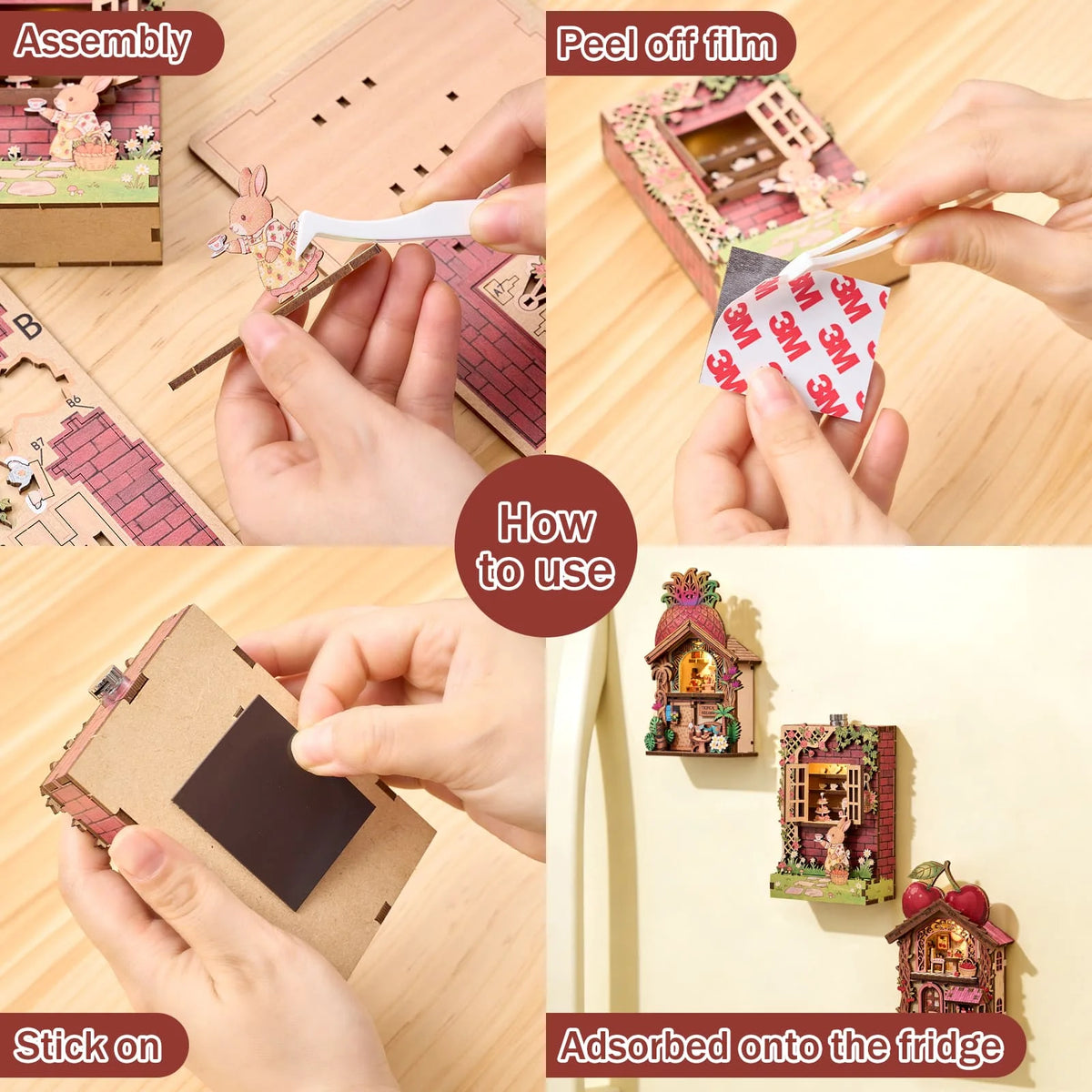 Wooden DIY Book Nook Puzzle Kit Animal House Model Decoration