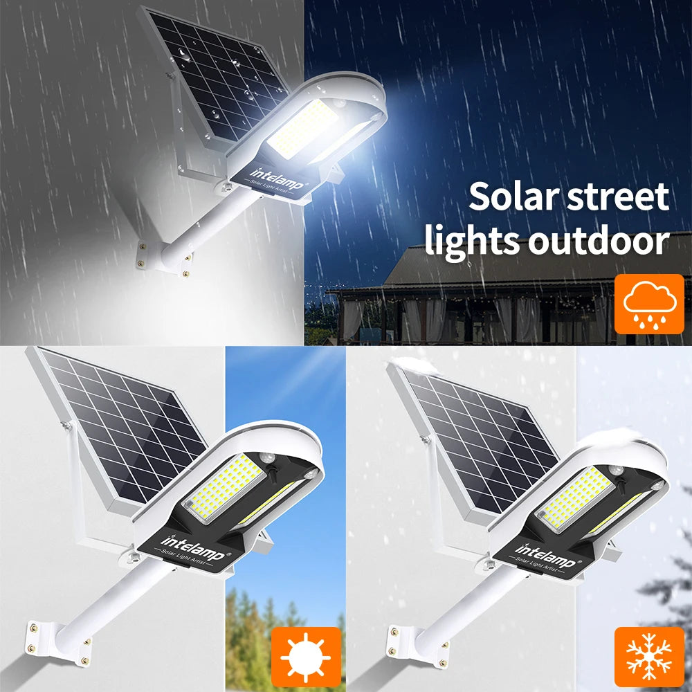 Intelamp 12500mAh Outdoor Solar Street Light Dual Motion Sensor
